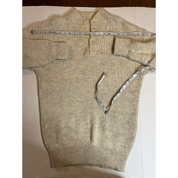 VTG-L.L. Bean Mens-L tall-beige, High Trek Yarn, made in USA grandpa  Sweater - Picture 6 of 9